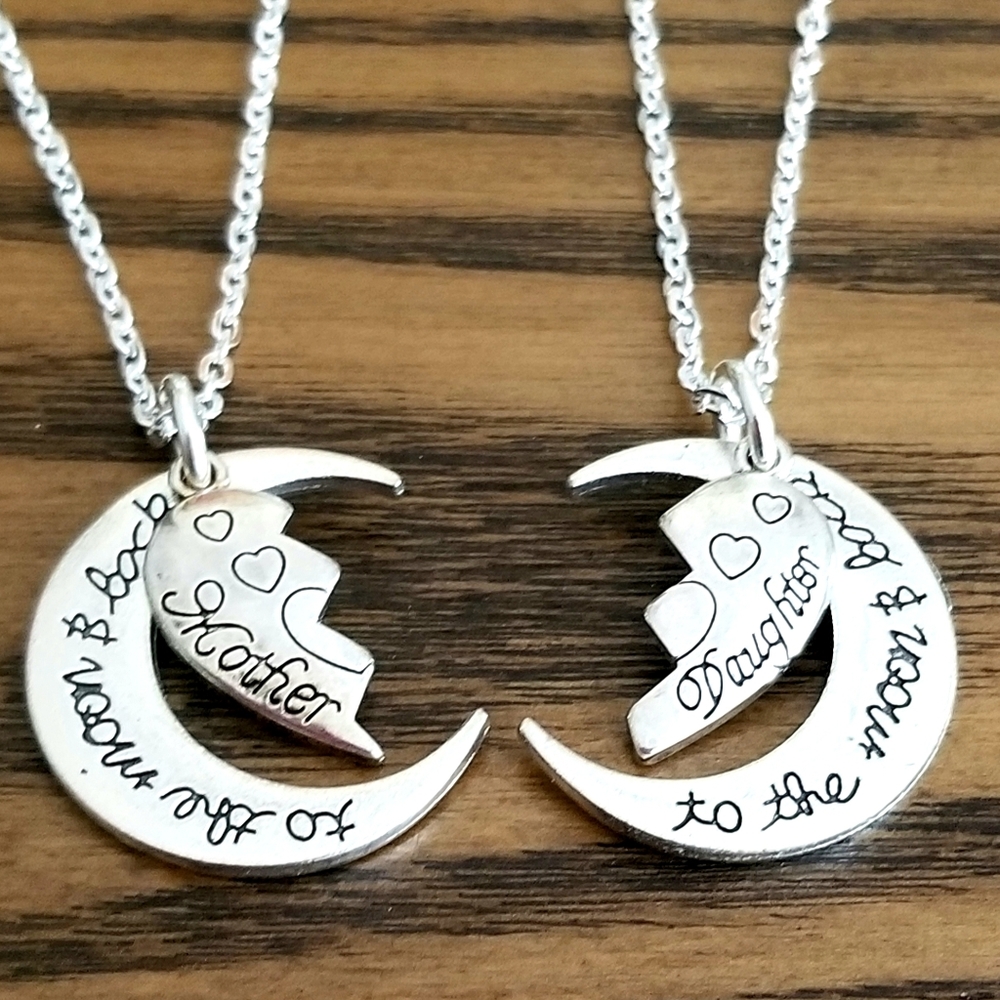 Mom Daughter Necklace Set Mom Gift Daughter Gift - Picture 2 of 6